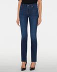 7 for all mankind kimmie mid rise straight mid blue front