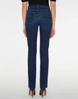 7 for all mankind kimmie mid rise straight mid blue back