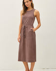 COTTON RIB TANK DRESS WITH GAUZE SKIRT