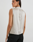 KALEEN SATIN CREPE DRAPE NECK TANK