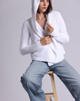 COTTON SHAKER HOODED FLYAWAY CARDIGAN