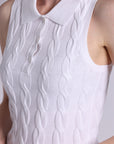 CABLE KNIT SLEEVELESS POLO