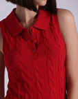 CABLE KNIT SLEEVELESS POLO