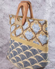 MIXED PRINT WOVEN TOTE BAG