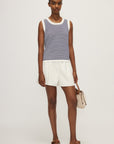 AMELY MESH CROCHET STRIPE TANK