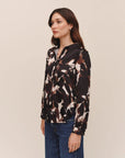 SHADOW FLORAL ROUND HEM BUTTON DOWN SHIRT
