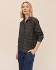 GINGHAM PUCKER WITH EMBROIDERY CLEAN BUTTON