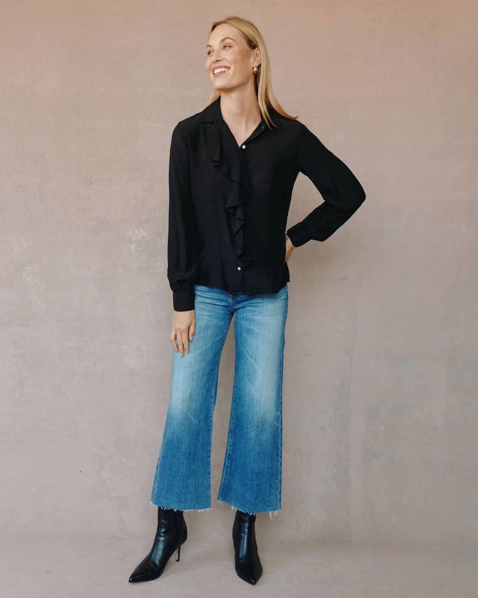 RUFFLE FRONT SHIRT