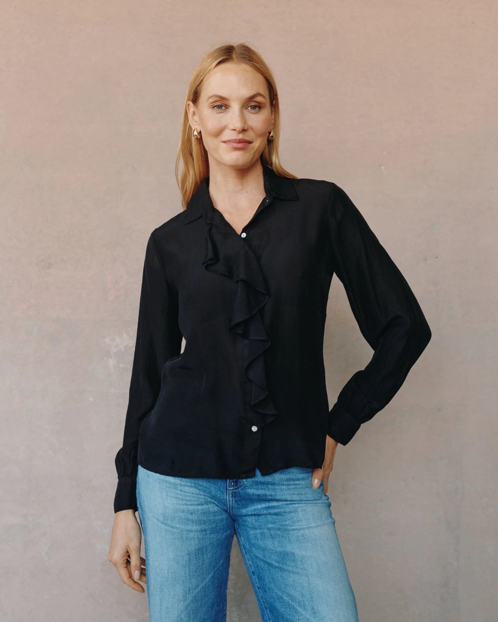 RUFFLE FRONT SHIRT