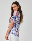 MAGNOLIA BLOOM SHORT SLEEVE SHIRRED RAGLAN SHIRT