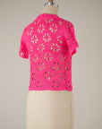 CROCHET FLOWER SHORT SLEEVE CARDI