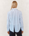 BLACK & WHITE SHADOW STRIPE CLEAN SPLIT BACK BUTTON DOWN SHIRT