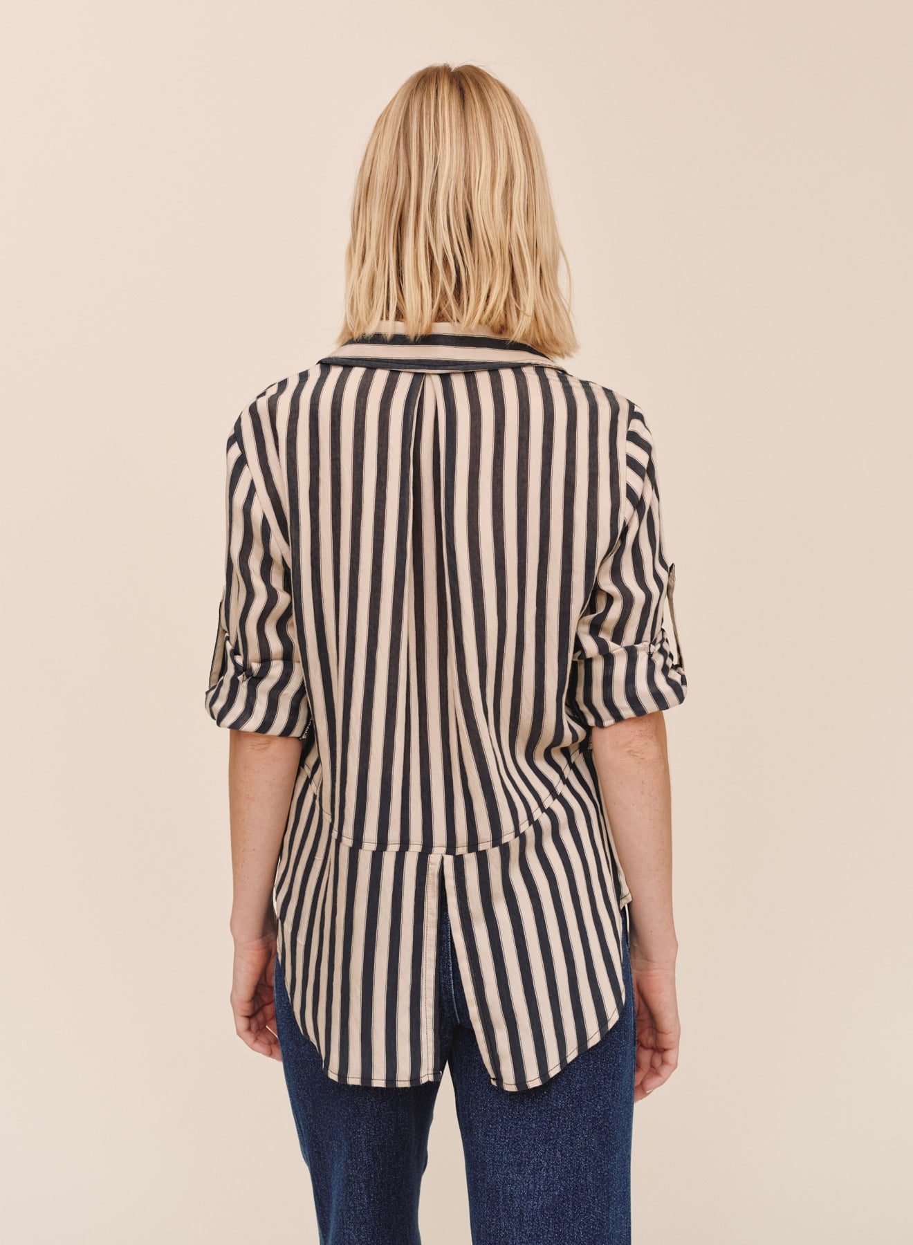 *COMING SOON* STRIPE SPLIT BACK BUTTON DOWN SHIRT