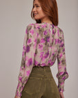 FLORAL CAMO SMOCKED SLEEVE BLOUSE