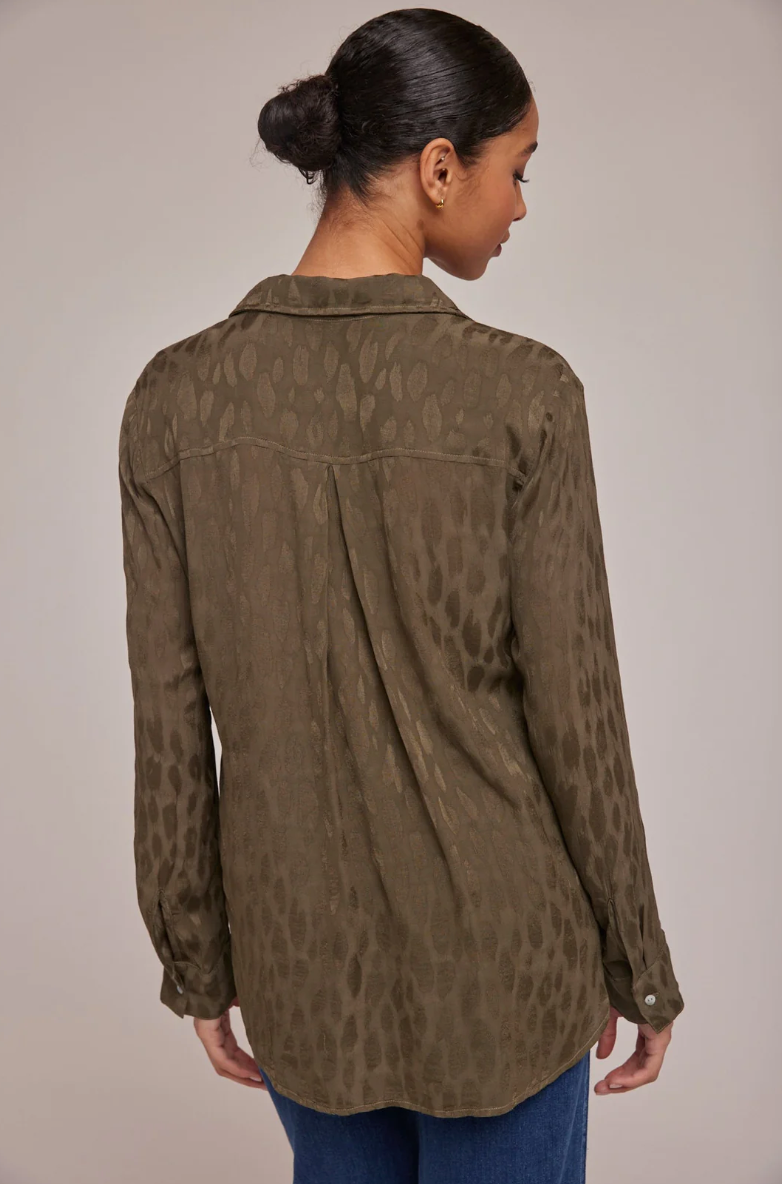FLOWY BUTTON DOWN SHIRT - Med. Olive