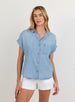 TENCEL DENIM SHORT SLEEVE POCKET BUTTON DOWN SHIRT