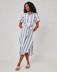 COASTAL OMBRE STRIPE ROUND HEM MAXI SKIRT DRESS