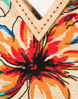 PAINTED FLOWERS WOVEN HANDBAG