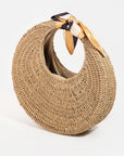 STRAW CRESCENT BAG WITH BOW