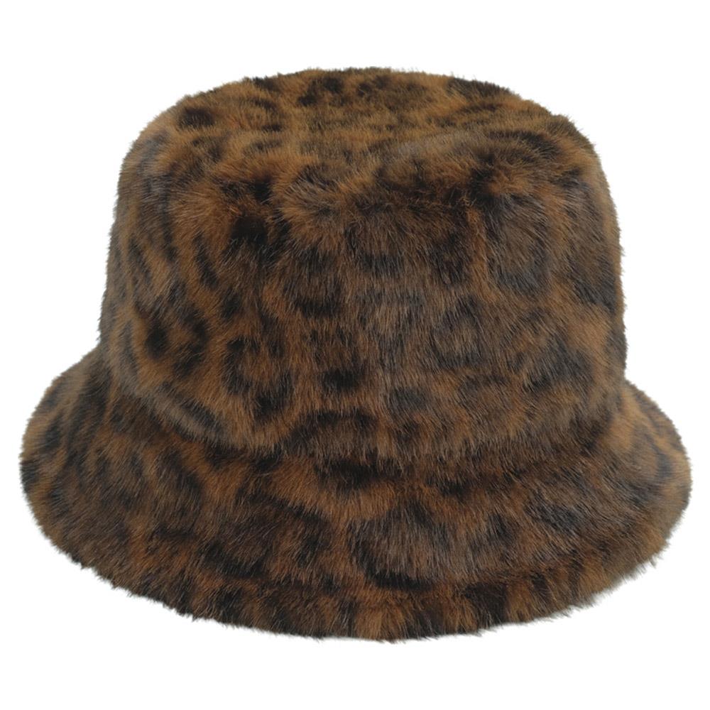 LEOPARD FAUX FUR BUCKET HAT