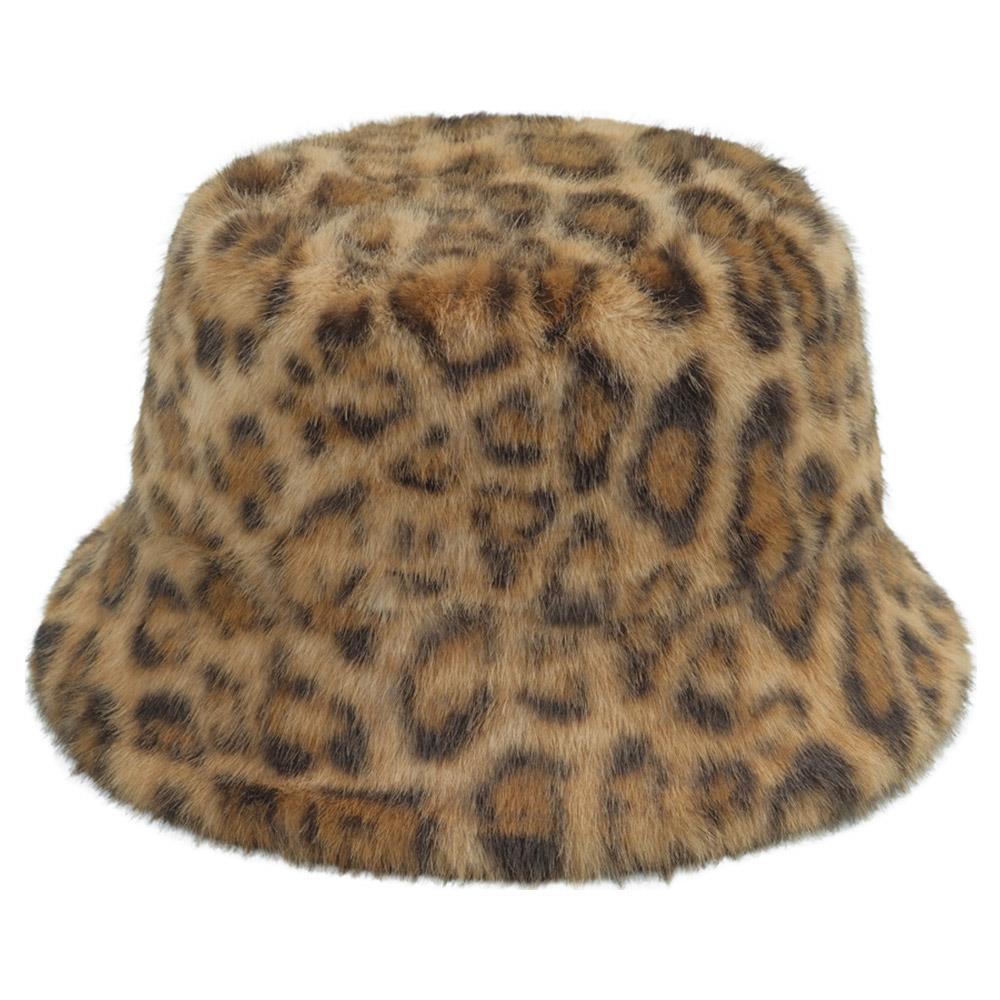 LEOPARD FAUX FUR BUCKET HAT