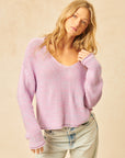 CADE ROLL HEM V-NECK SWEATER