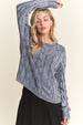 COTTON MINERAL WASH CABLE KNIT SWEATER