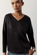 CINDY SATIN & RIB LONG SLEEVE TOP