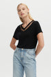 TULLE INSERTS V-NECK TEE