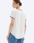 AVA TIPPED V-NECK MOCK LAYER TEE