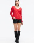 AVA V-NECK MOCK LAYER LONG SLEEVE TEE