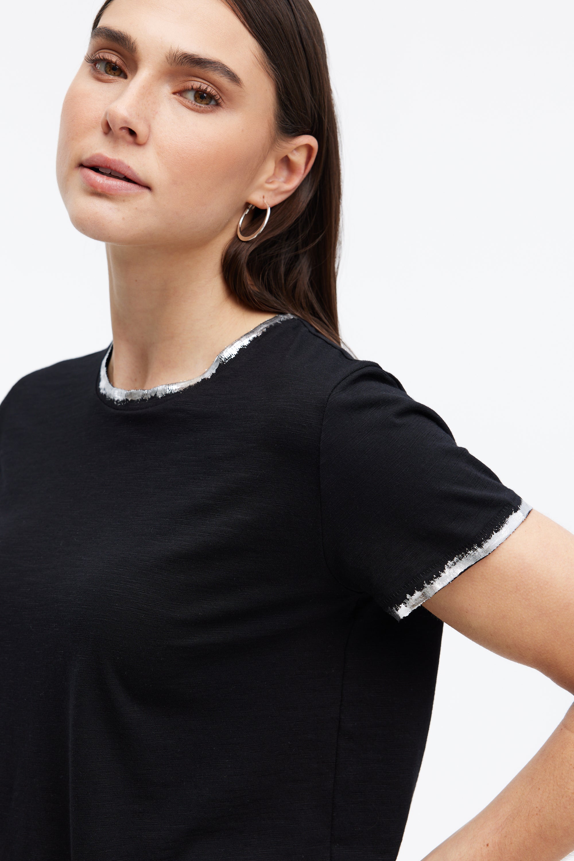 JANE METALLIC TIPPED PERFECT TEE