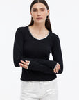 KIMMI METALLIC TIPPED LONG SLEEVE TEE