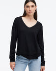 AVA WHIPSTITCH V-NECK MOCK LAYER LONG SLEEVE TEE