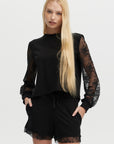 KAYLA LACE LOUNGE BALLOON SLEEVE TOP