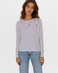 EMBROIDERED HEARTS LONG SLEEVE PERFECT TEE