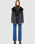 CHEREZ HOODED REVERSIBLE IRONED WOOL SHEARLING