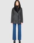 CHEREZ HOODED REVERSIBLE IRONED WOOL SHEARLING