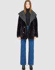CHEREZ HOODED REVERSIBLE IRONED WOOL SHEARLING