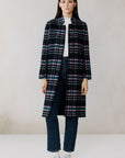 DIANE-C PLAID NOTCHED LAPEL WOOL COAT