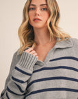STRIPED POLO SWEATER