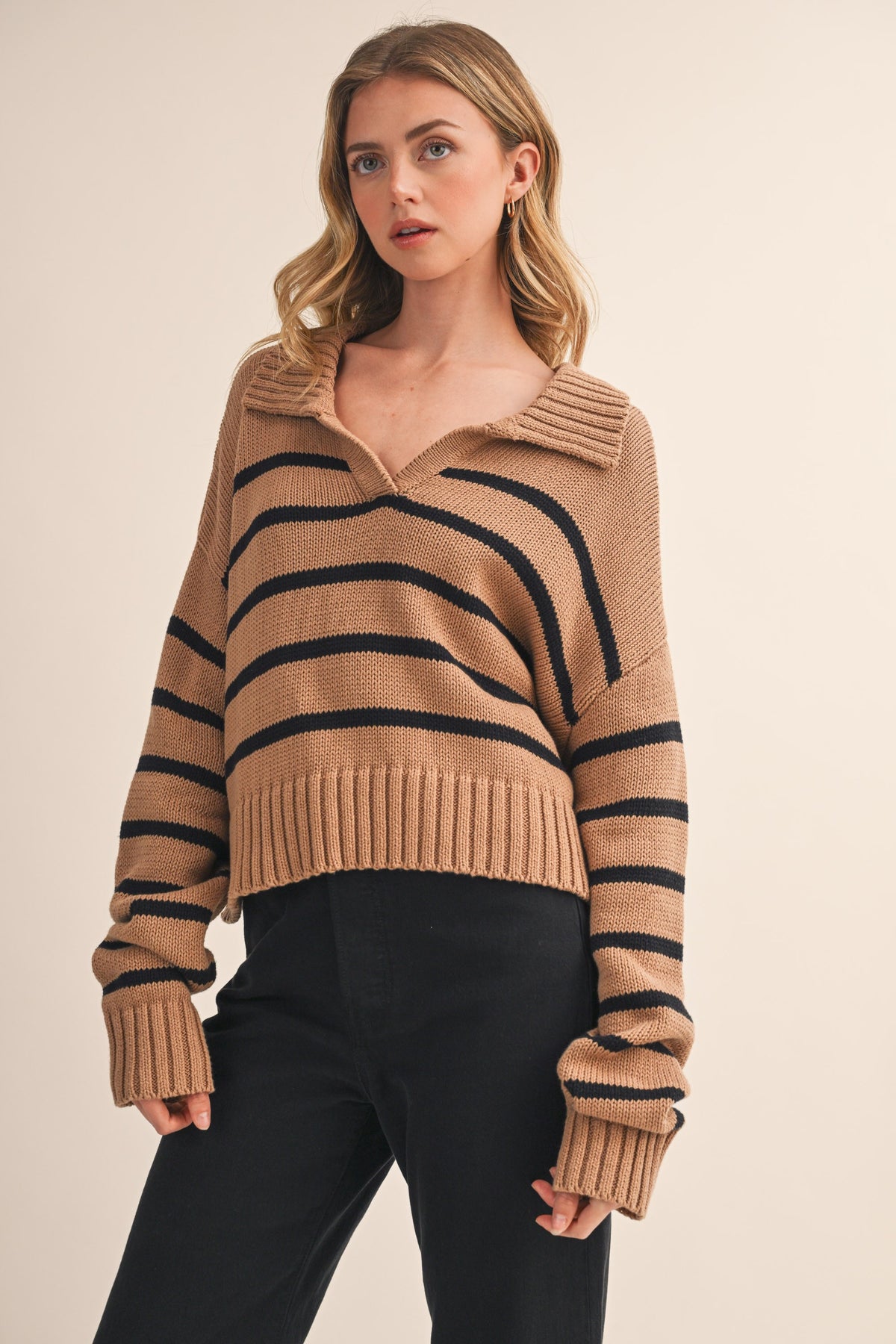 STRIPED POLO SWEATER