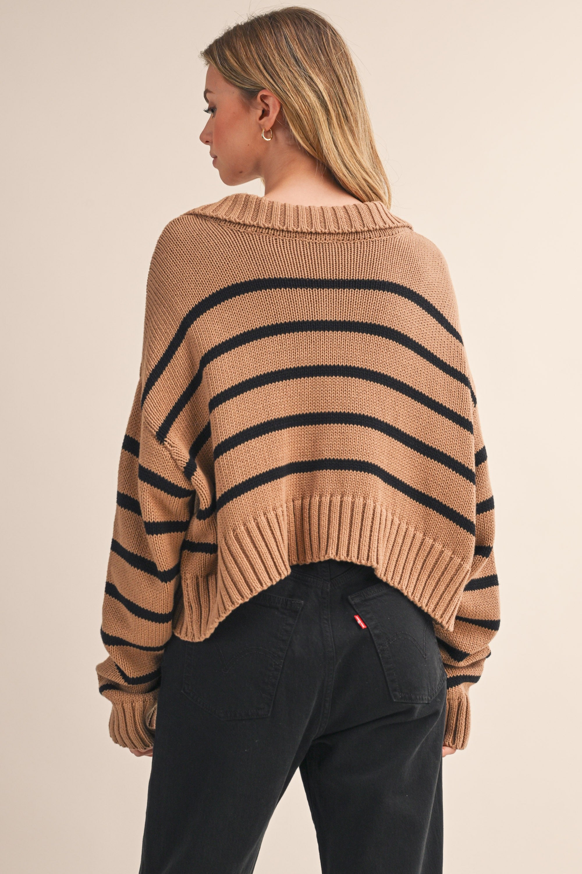 STRIPED POLO SWEATER