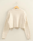 POINTELLE CABLE KNIT SWEATER