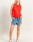 EYELET BACK BUTTON TANK