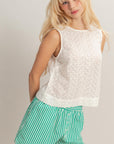 EYELET BACK BUTTON TANK