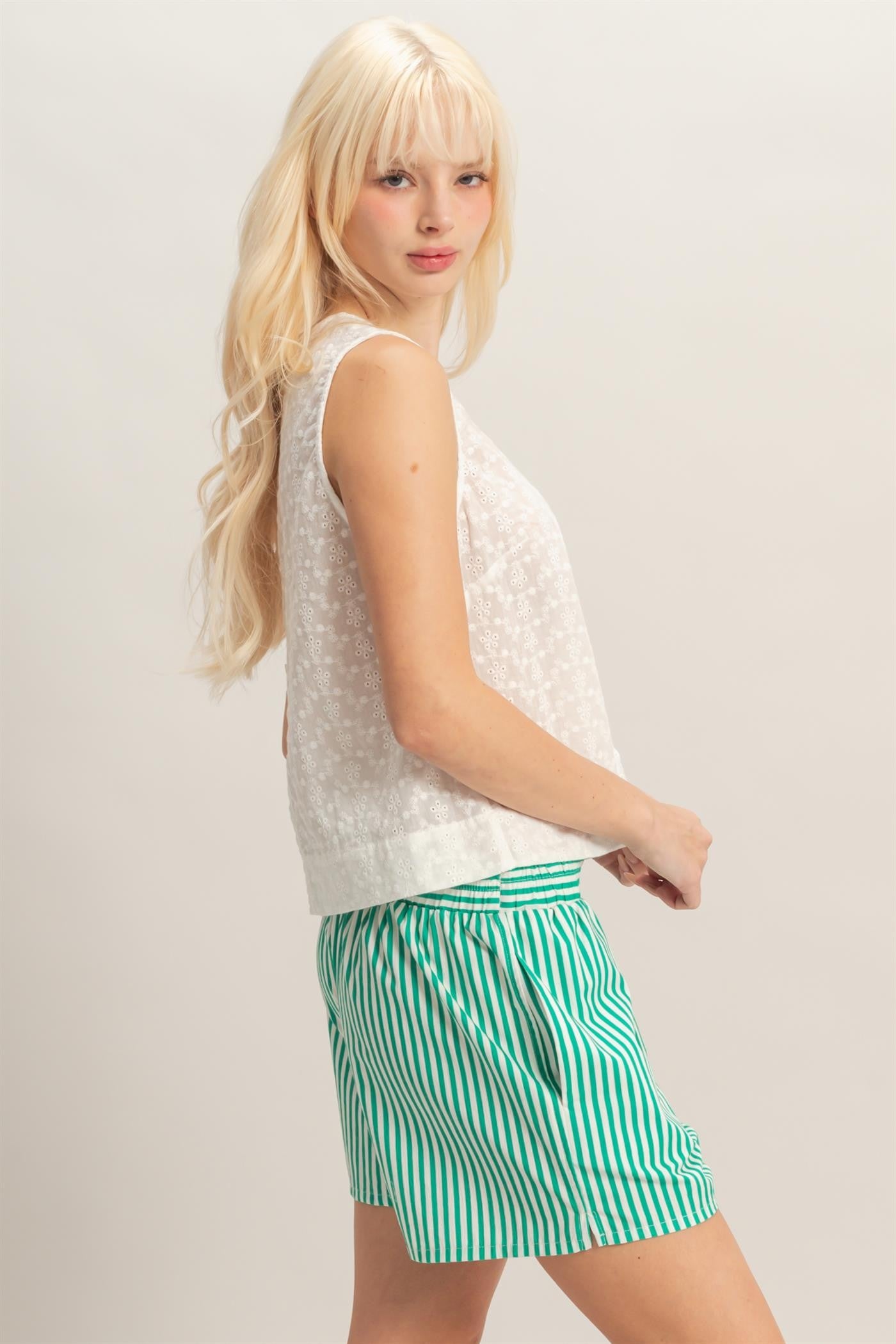 EYELET BACK BUTTON TANK