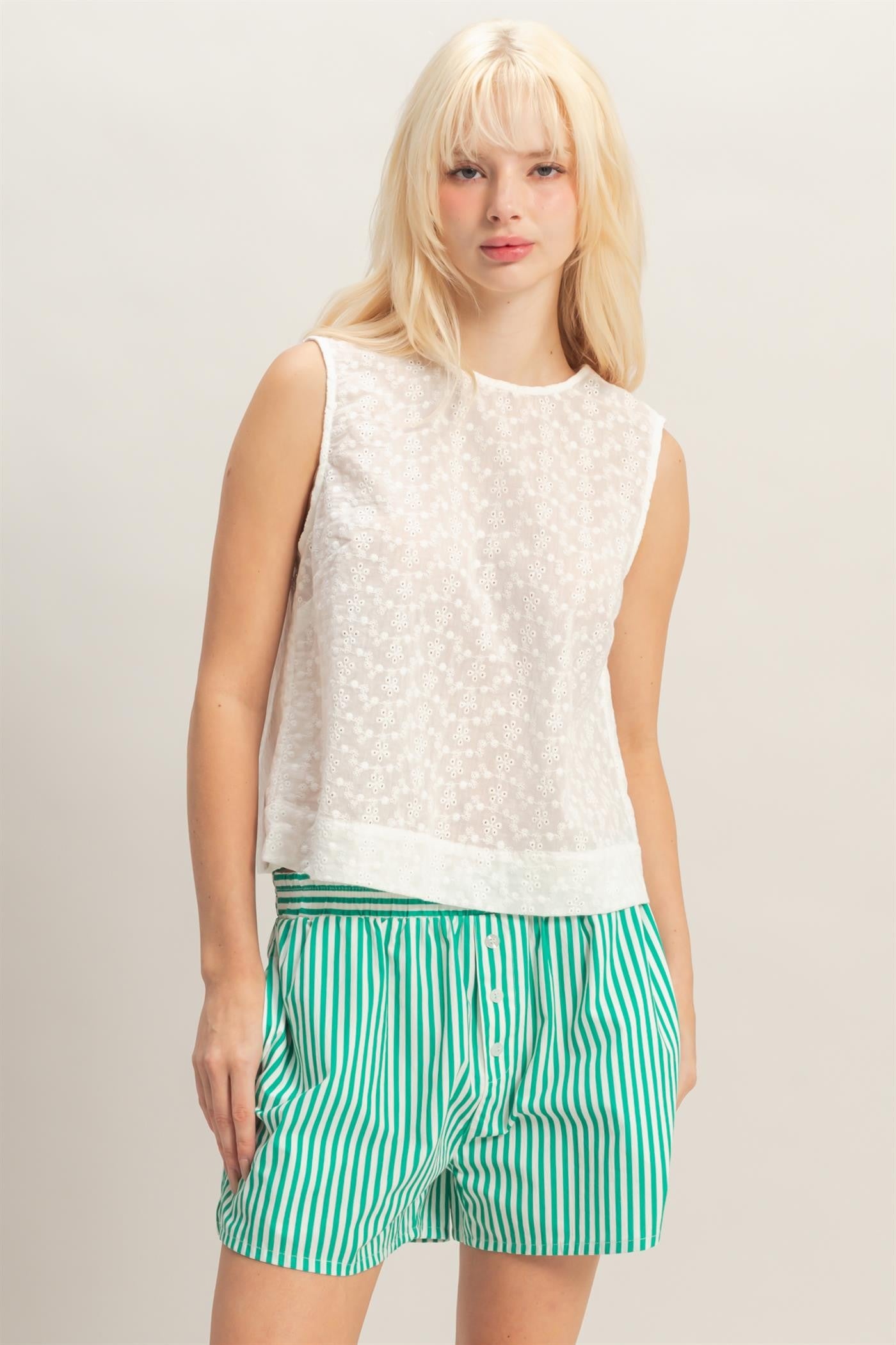 EYELET BACK BUTTON TANK