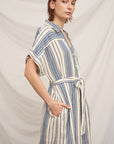 STRIPE BELTED SHIRT DRESS