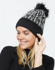 CONFETTI TWEED TOQUE WITH FAUX FUR POMPOM
